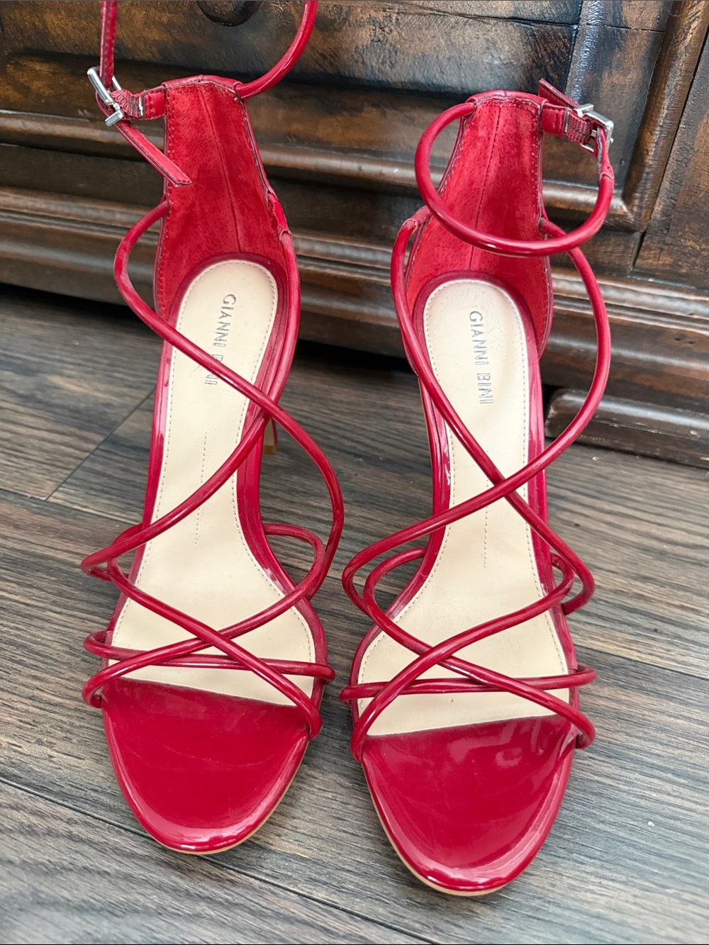 NWOT Gianni Bini Red Patent Multi-Strap High Heels